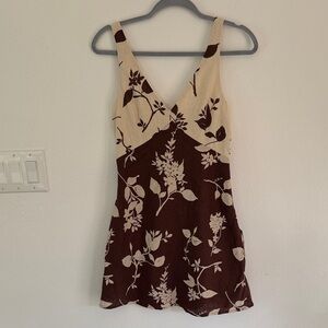 Abercrombie & Fitch Cream and Brown Floral Mini Dress